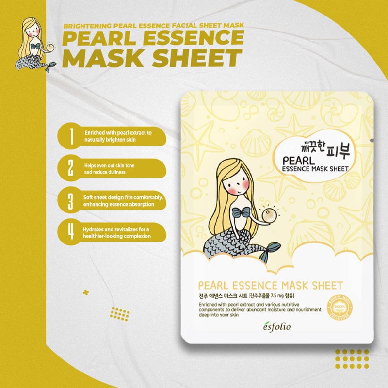 esfolio Pure Skin Mask Box â€“ Pearl Essence Sheet Mask Set, Hydrating & Nourishing Korean Face Masks, Revitalizing Skincare for Soft, Smooth, and Radiant Skin (Pack of 10) - Image 3